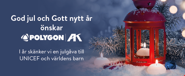 Polygon och AK-konsult ger en julgåva till Unicef December 2019.